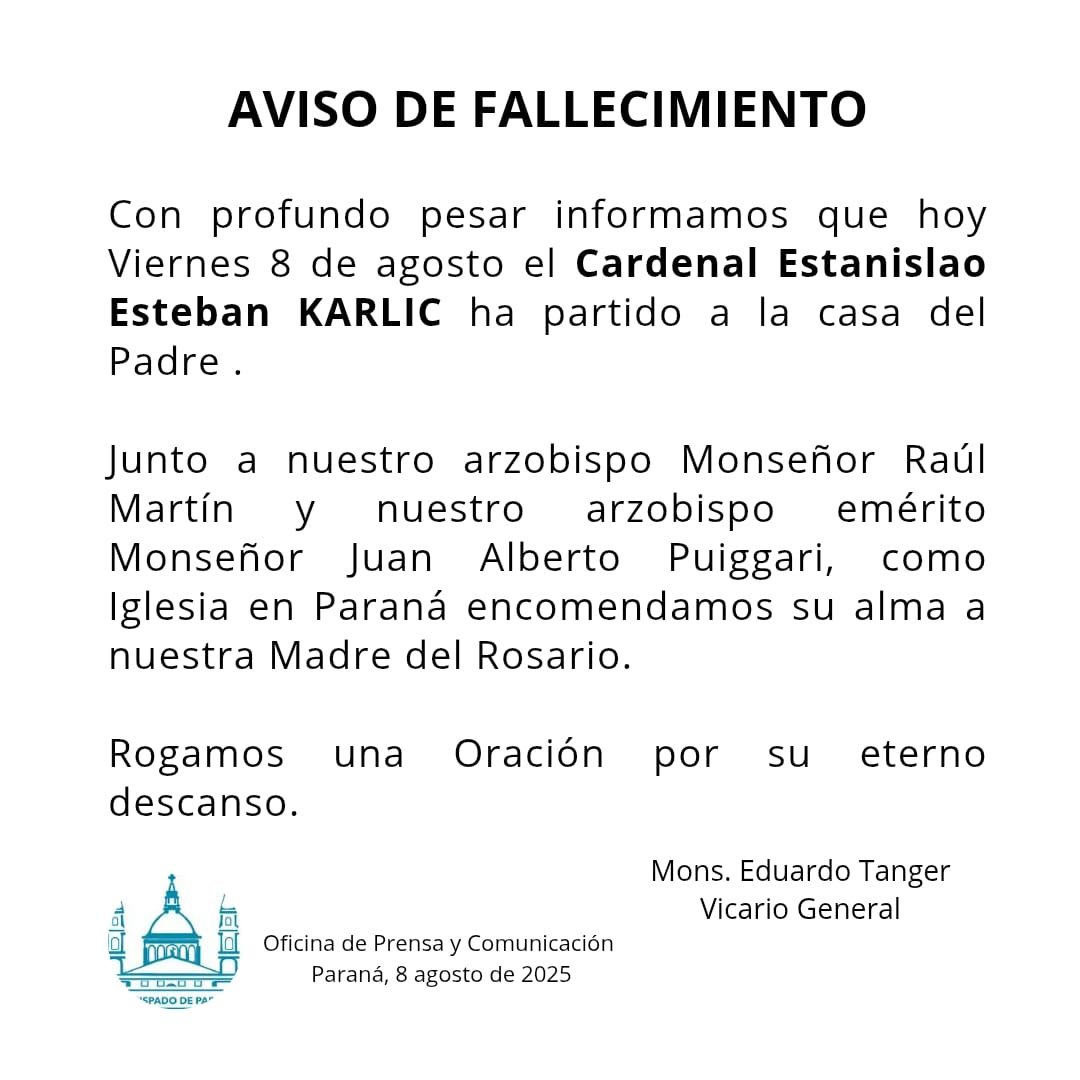 El comunicado del Arzobispado.