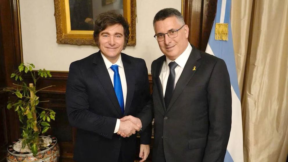 Reunión de Javier Milei con el Ministro de Relaciones Exteriores de Israel, Gideon Sa'ar. (Presidencia)