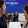 Milei junto a la titular del FMI, Kristalina Georgieva. Foto de archivo.