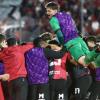 Jugadores de Newell's celebran un gol del equipo.