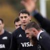 Juan González y Marcos Kremer (fuera de foco) - Entrenamiento de Los Pumas