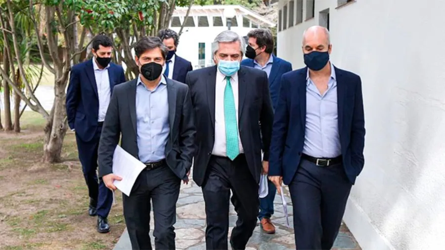 Axel Kicillof, Alberto Fernández y Horacio Rodríguez Larreta.
