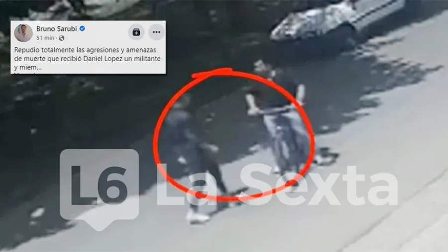 Imagen de video donde es interceptado Daniel López. “Tenemos que terminar con la violencia política”, dijo el intendente de La Paz, Bruno Sarubi.