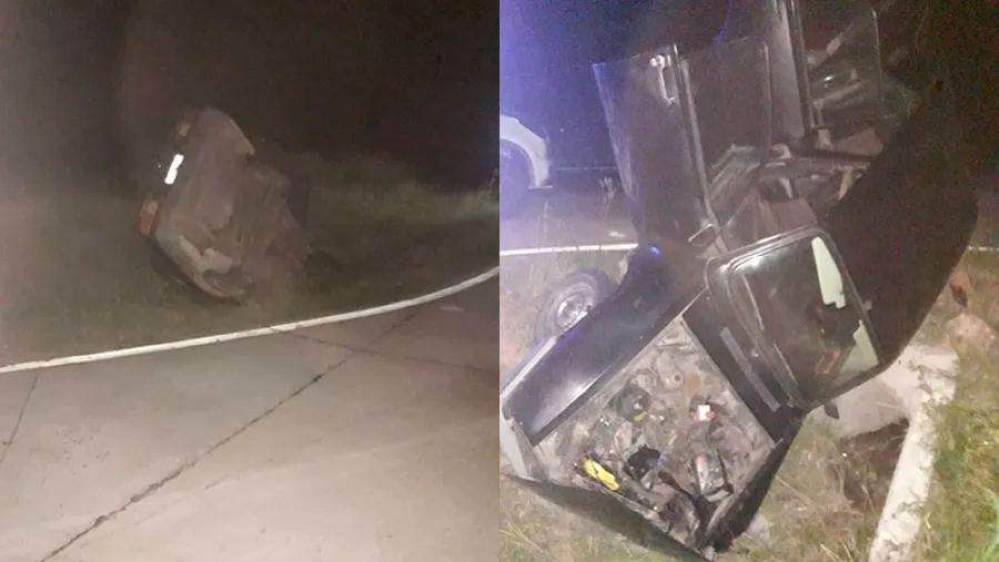 auto volcado alcantarilla Aldea San Antonio