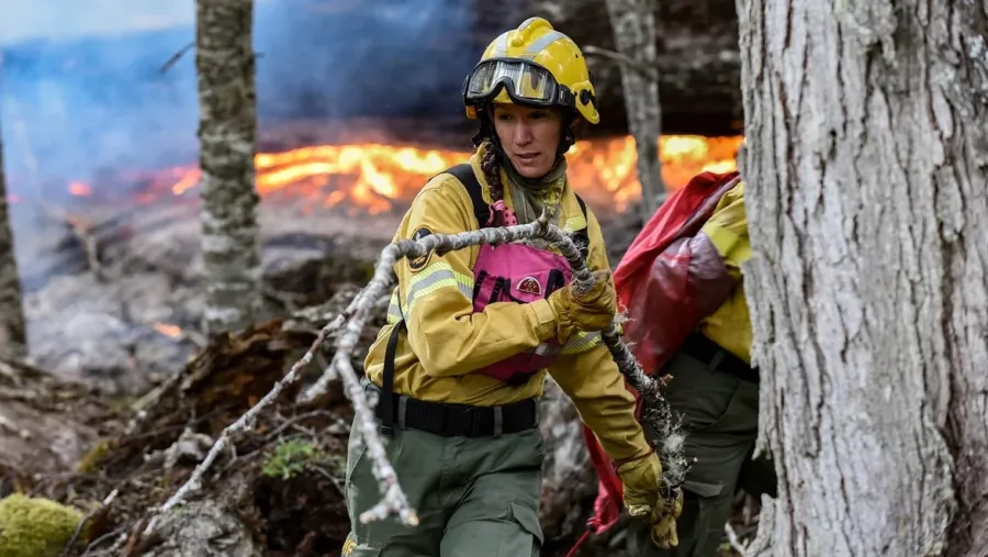 Los brigadistas luchan contra un nuevo incendio en Bariloche. Los brigadistas luchan contra un nuevo incendio en Bariloche.