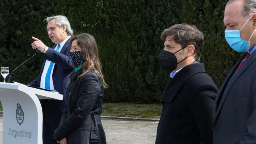 Alberto Fernández, Sabina Frederic, Axel Kicillof y Sergio Berni.