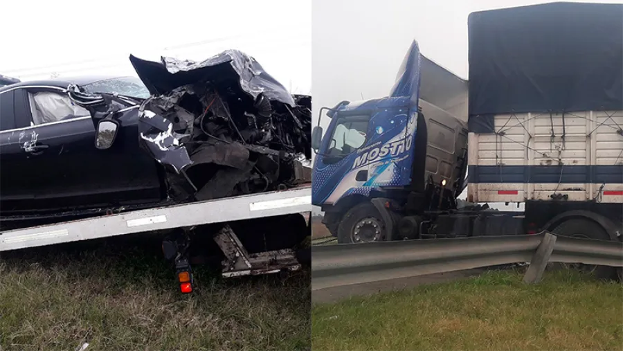 Tremendo accidente entre un Audi y un camión en la Ruta 12