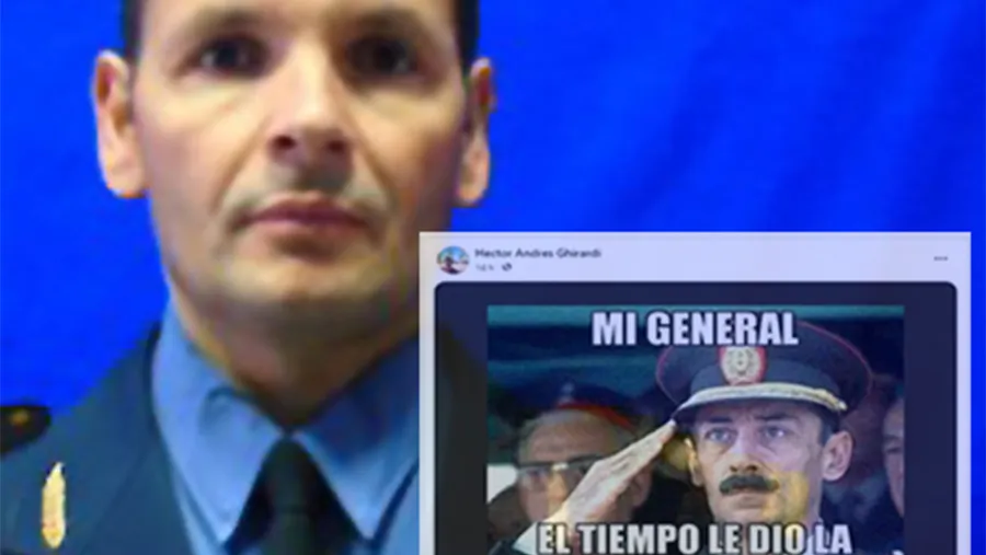 El comisario inspector Héctor Andrés Ghirardi manifestó apoyo al dictador y genocida Jorge Rafael Videla y repudió a los Derechos Humanos. Fue sumariado. El comisario inspector Héctor Andrés Ghirardi manifestó apoyo al dictador y genocida Jorge Rafael Videla y repudió a los Derechos Humanos. Fue sumariado.