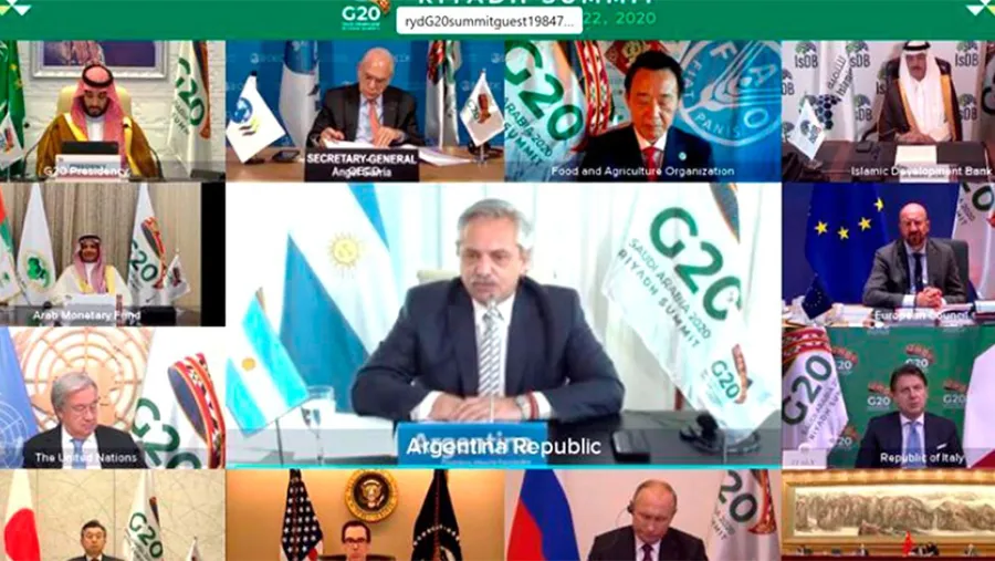 Imagen de archivo del G20 que había sido virtual por la pandemia del Covid-19. Este año será presencial en Italia.