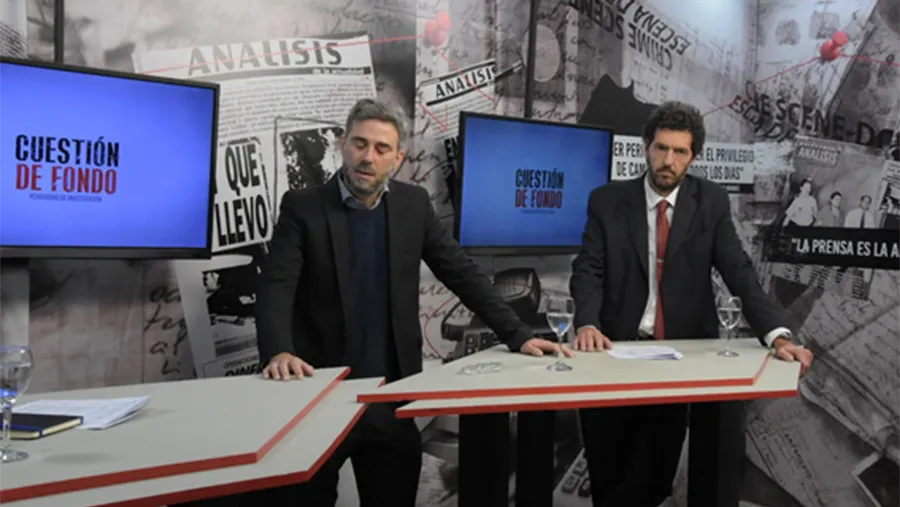 Los fiscales Gamal Taleb (Gualeguay, Victoria y Nogoyá) y José Arias (Concordia) en los estudios del programa Cuestión de Fondo, de Canal 9 Litoral.