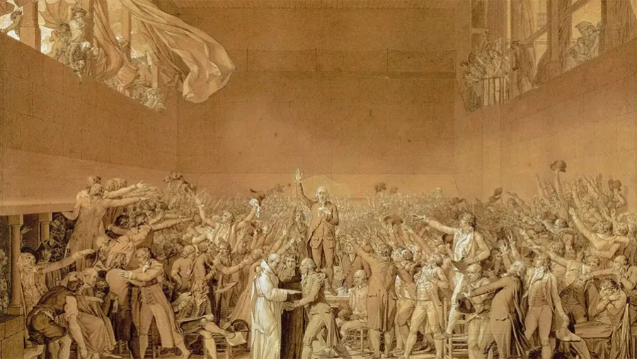 Jacques-Louis David, Juramento del Juego de Pelota, 1791, Palacio de Versalles. Jacques-Louis David, Juramento del Juego de Pelota, 1791, Palacio de Versalles.