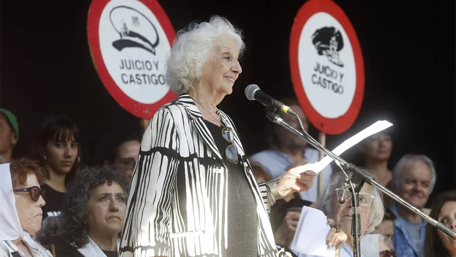 Estela de Carlotto en el acto de Plaza de Mayo.