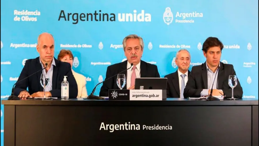 Alberto Fernández con Kicillof y Rodríguez Larreta