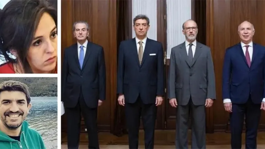 Natalia Spinuzza, Diego Masci, y los integrantes de la Corte Suprema.