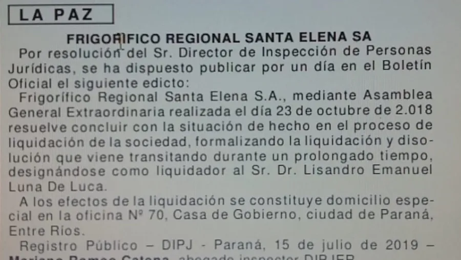 Publicación en el BO