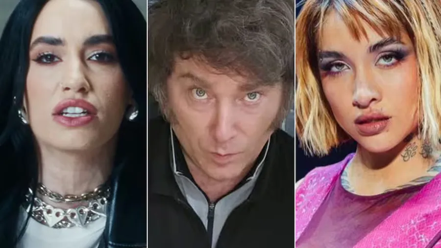 Lali Espósito, Javier Milei y María Becerra. Lali Espósito, Javier Milei y María Becerra.