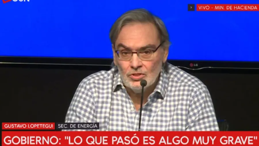 Captura de TV del secretario de Energía, Gustavo Lopetegui. Captura de TV del secretario de Energía, Gustavo Lopetegui.