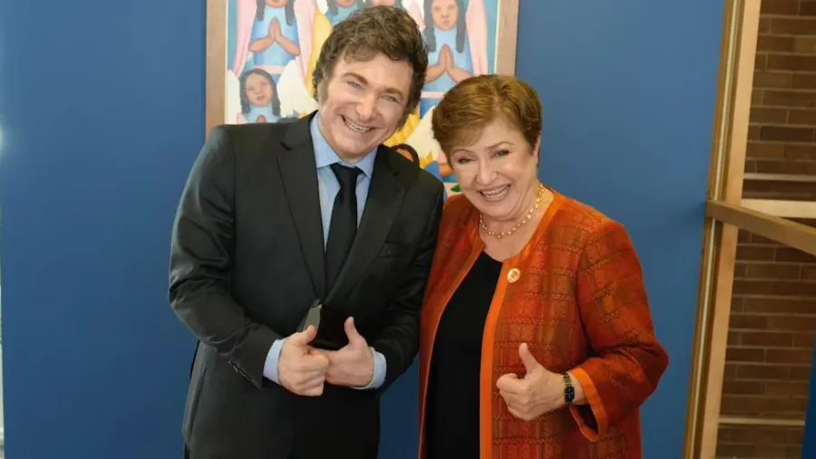 Javier Milei y Kristalina Georgieva.