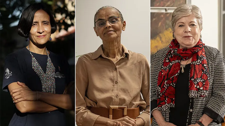 Susana Muhamad, Marina Silva y Alicia Bárcena, ministras de Medio Ambiente de Colombia, Brasil y México, respectivamente.
