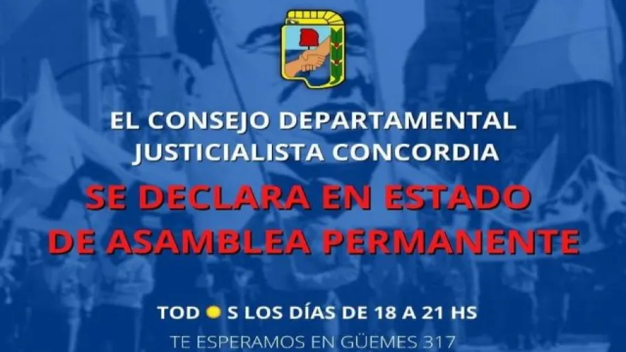 Tras las PASO, el PJ de Concordia declaró “el estado de asamblea permanente”
