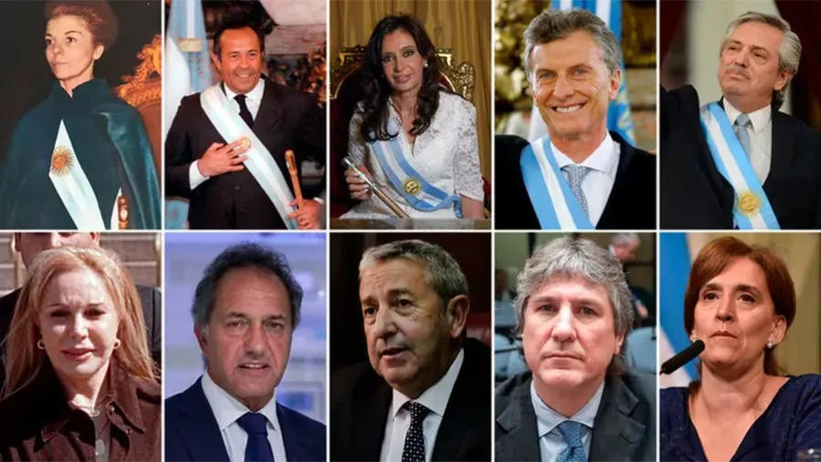 María Estela Martínez de Perón, Adolfo Rodríguez Saá, Cristina Kirchner, Mauricio Macri y Alberto Fernández (arriba). Zulema Yoma, Daniel Scioli, Amado Boudou, Gabriela Michetti. María Estela Martínez de Perón, Adolfo Rodríguez Saá, Cristina Kirchner, Mauricio Macri y Alberto Fernández (arriba). Zulema Yoma, Daniel Scioli, Amado Boudou, Gabriela Michetti.