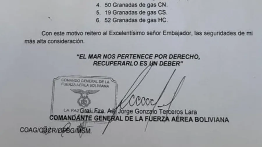 La carta presentada por el canciller boliviano
