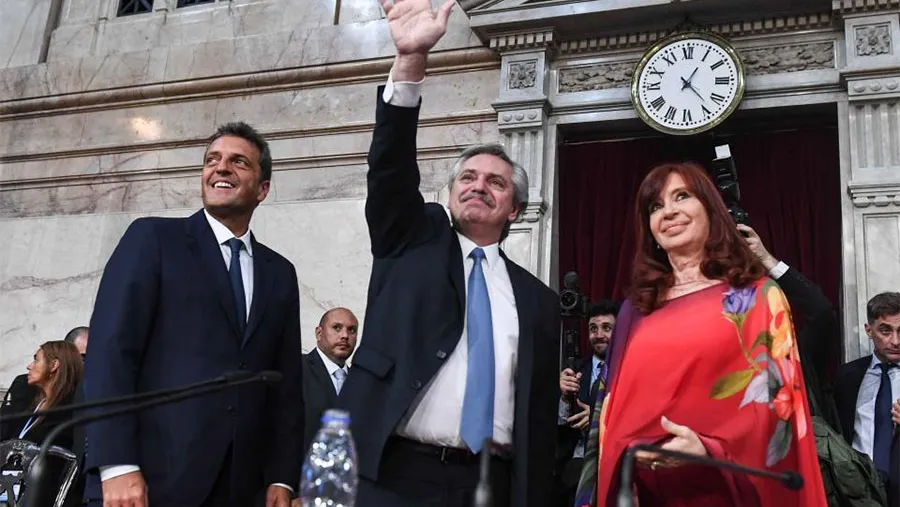 Imagen de archivo de Sergio Massa, Alberto Fernández y Cristina Fernández de Kirchner.