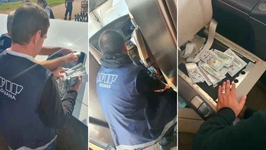 Encontraron medio millón de dólares ocultos en un avión privado y hay tres demorados Encontraron medio millón de dólares ocultos en un avión privado y hay tres demorados