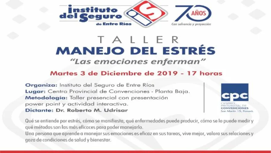 Invitan al taller “Manejo del Estrés. Las emociones enferman”
