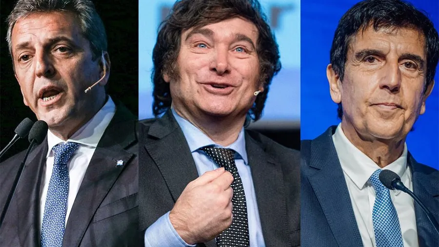 Sergio Massa, Javier Milei y Carlos Melconian (Patricia Bullrich). Sergio Massa, Javier Milei y Carlos Melconian (Patricia Bullrich).