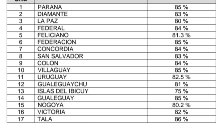 Porcentajes de votantes que se acercaron a las urnas.