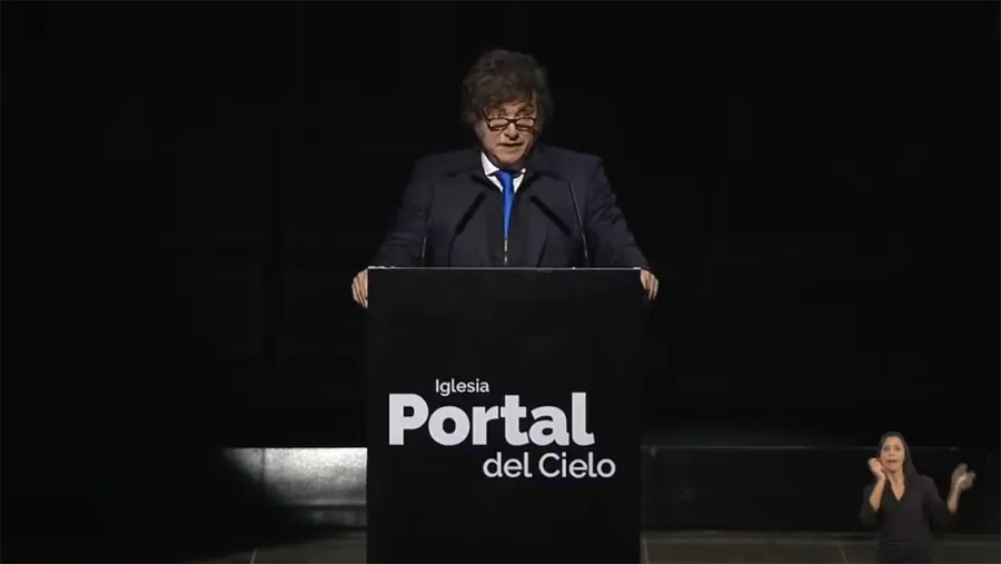 Javier Milei en la inauguración de la Iglesia Portal del Cielo en Resistencia, Chaco.