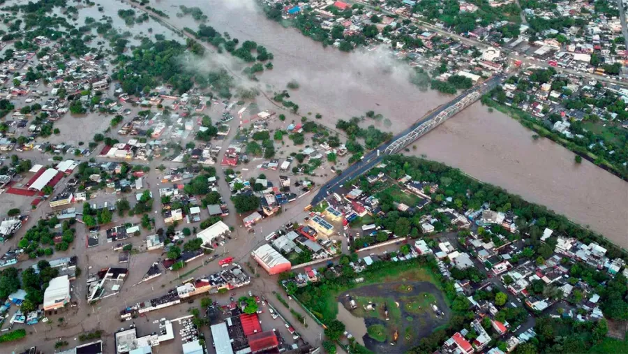 Imagen aérea de las inundaciones en el Estado de Veracruz (México).
