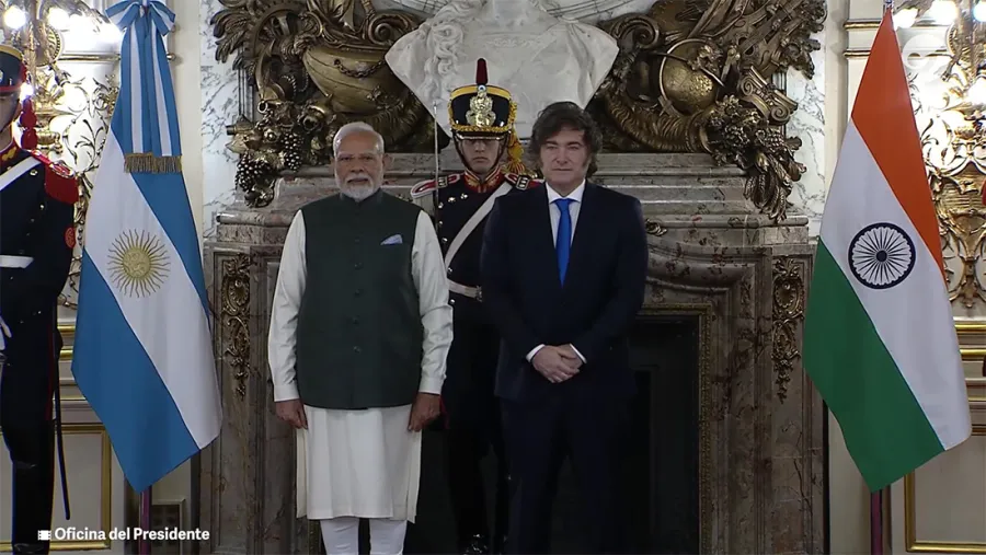 Javier Milei recibió a Narendra Modi en la Casa Rosada.