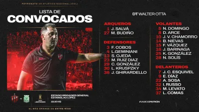Patronato tiene su lista de convocados para su histórico debut en la Copa Libertadores
