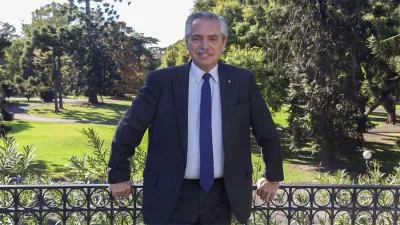 Alberto Fernández, en los jardines de Olivos.