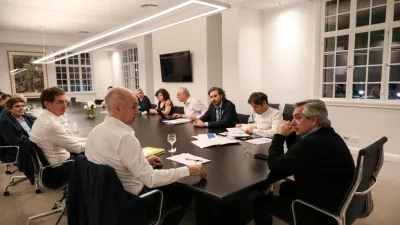 Alberto Fernández con Kicillof y Rodríguez Larreta