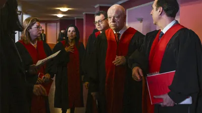 Los jueces de la Corte Interamericana de Derechos Humanos Nancy Hernández, Patricia Pérez Goldberg, Humberto Antonio Sierra Porto, Ricardo Pérez Manrique y Eduardo Ferrer Mac-Gregor.