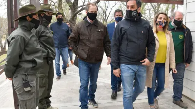 Cabandié junto a Bordet y Stratta en el Delta 