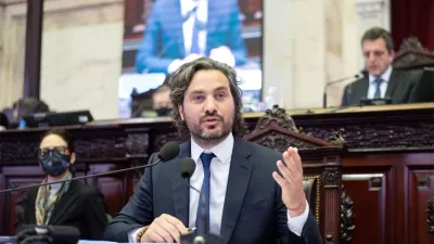 Imagen de archivo del jefe de Gabinete, Santiago Cafiero, en oportunidad de brindar su informe de gestión ante la Cámara de Diputados.