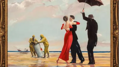 Crude Oil (Vettriano), la obra de Banksy que fue subastada.
