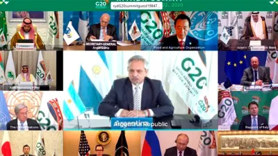 Imagen de archivo del G20 que había sido virtual por la pandemia del Covid-19. Este año será presencial en Italia.