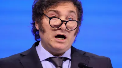 Milei, en Davos, un año atrás. Llevaba poco más de un mes en el poder.