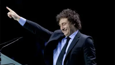 El presidente de Argentina, Javier Milei, durante el evento de Vox.