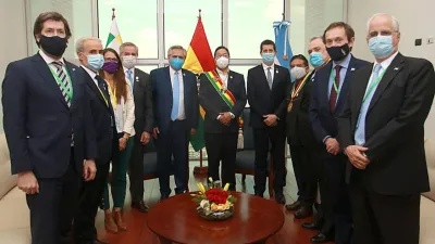 Alberto Fernández con el presidente de Bolivia, Luis Arce