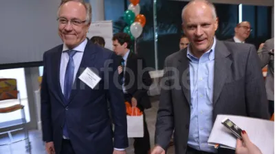 Guillermo Nielsen y el auditor regional del FMI, Alejandro Werner