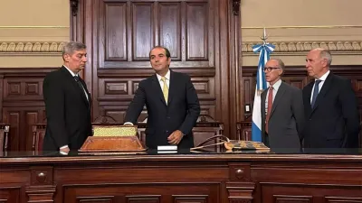 García Mansilla en su jura como miembro de la Corte Suprema de Justicia, designado vía decreto y en comisión por Javier Milei. Poder Judicial.