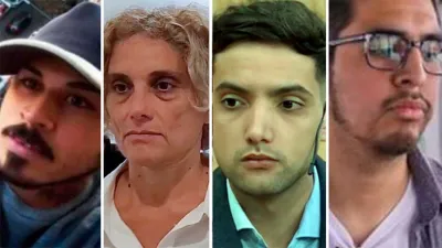 Los detenidos Revolución Federal. Gastón Guerra, Sabrina Basile, Jonathan Morel y Leonardo Sosa.