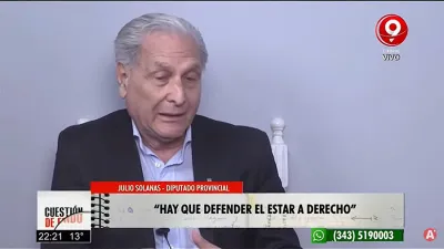 Imagen captada de la televisión. En el programa Cuestión de Fondo, Gustavo Solanas advirtió que hay que defender el Estado de Derecho y las instituciones.