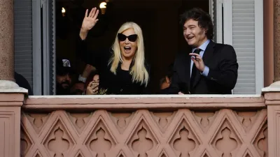 Susana Giménez y Javier Milei el jueves pasado en el balcón de la Casa Rosada.
